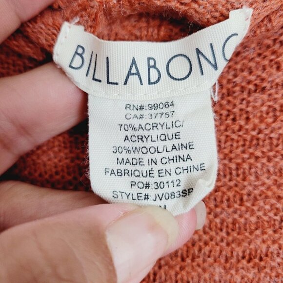 Billabong Sz Med Acrylic Wool Blend Vtg Burnout Sweater Multi Knit Rust Orange - Picture 5 of 8